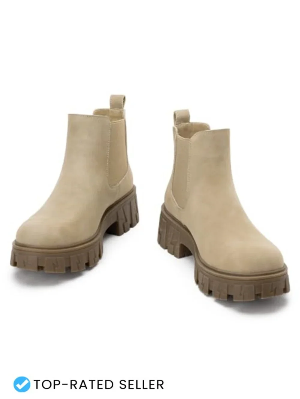 Women's Chelsea Combat Boots, Chunky Platform Ankle Boots, Memory Foam, Lug Sole